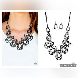 Terra Couture Gunmetal Necklace and Earring Set